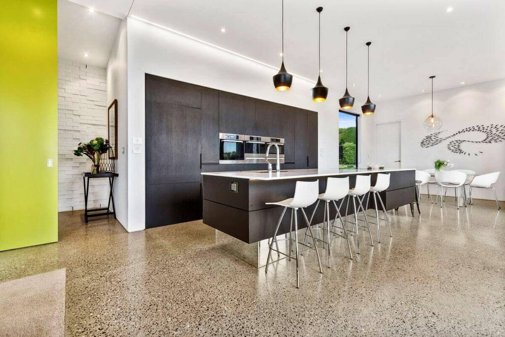 textured concrete, Polished concrete floor finished with epoxy flake Washington D.C.